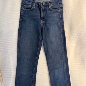 MOTHER Straight-Leg Jeans in Dark Blue Denim